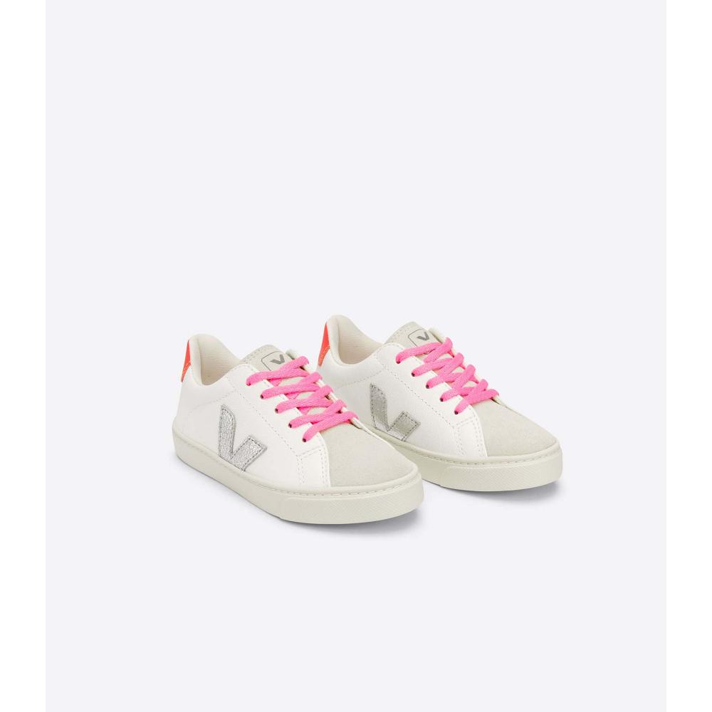 Veja ESPLAR LACES CHROMEFREE Sneakers Kinderen White/Silver/Orange | NL 833SGL